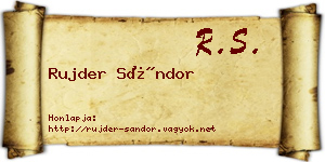 Rujder Sándor névjegykártya